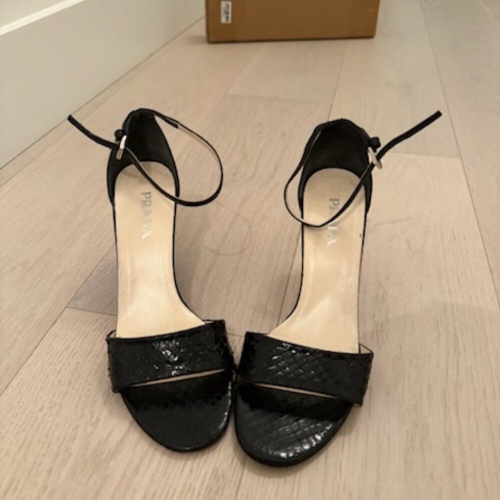 Prada Black Snake Skin Wedges